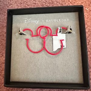 New Disney Baublebar Red Mickey Hoop Earrings